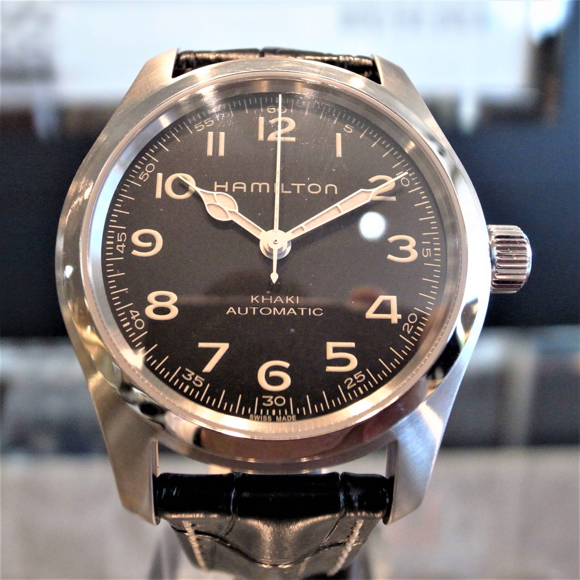新品】ハミルトン カーキ フィールド オート キャンパスレザー メンズ H70605993_3 メンズ腕時計